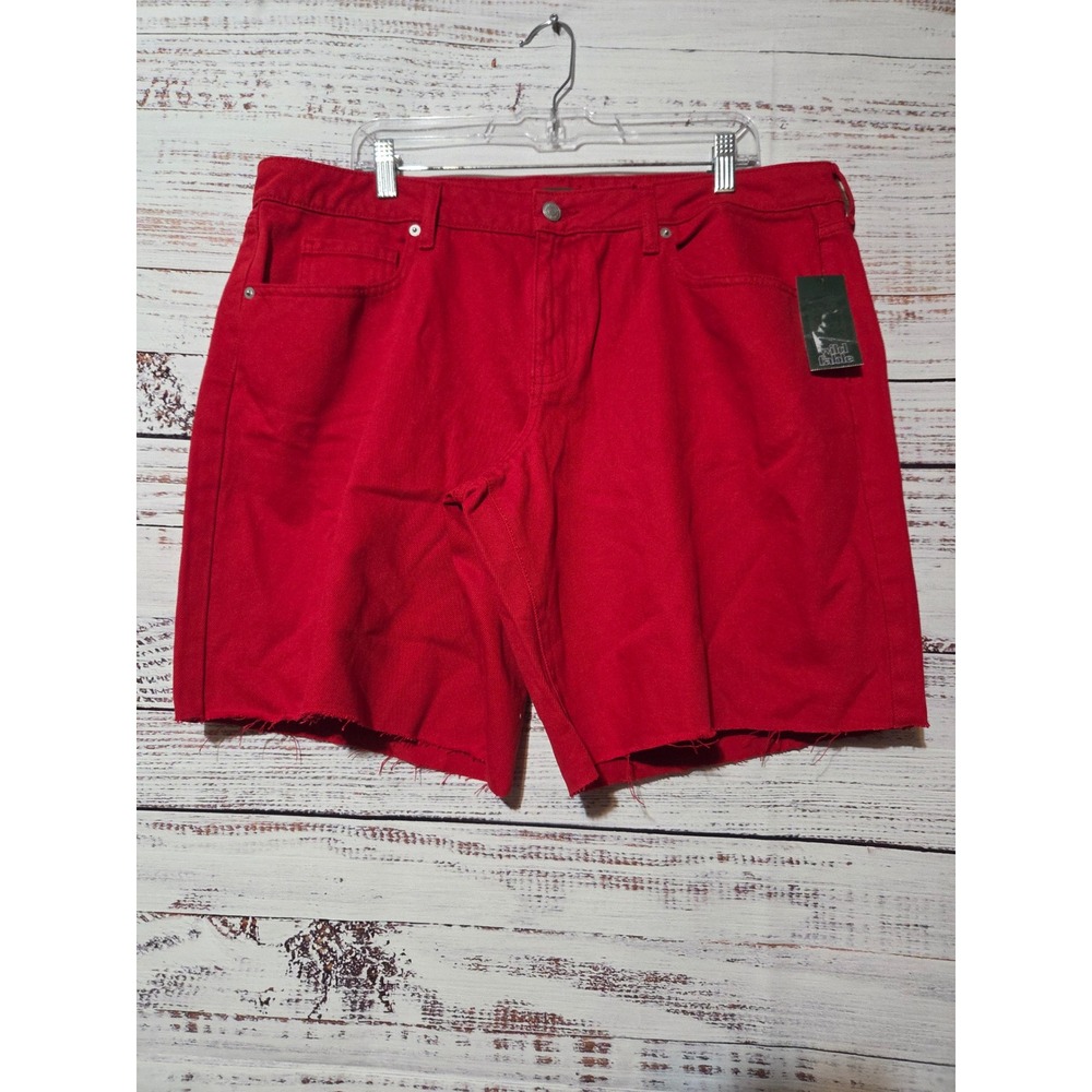 Wild Fable Red Denim Cut Off Shorts Womens 16 Low Rise Rigid Cotton DIY Raw Hem